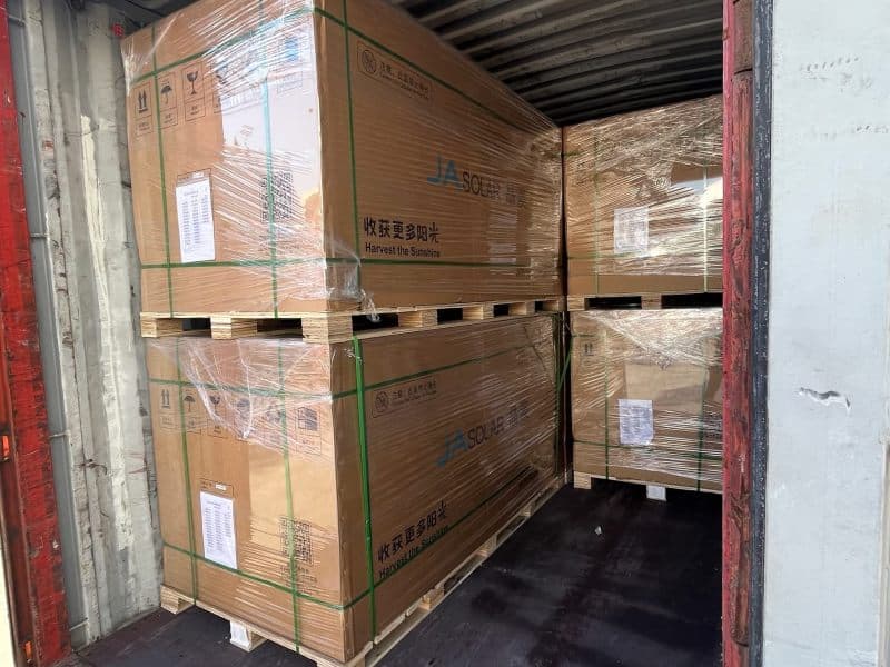 Pallets loaded into a shipping container