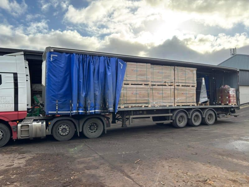 Sealed pallets ready for collection