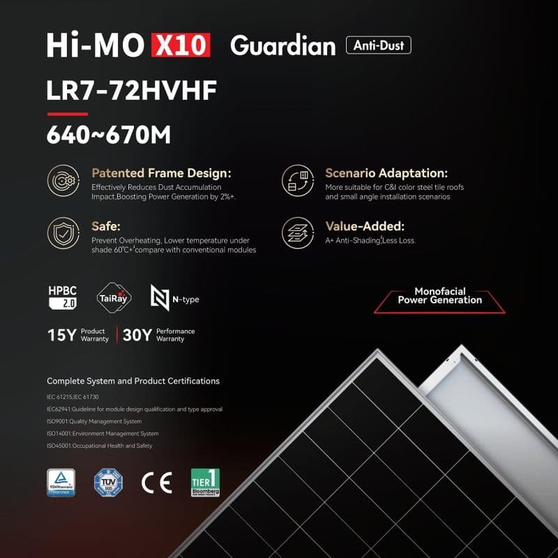 LONGi Hi-MO X10 Guardian LR7-72HVHF photovoltaic module