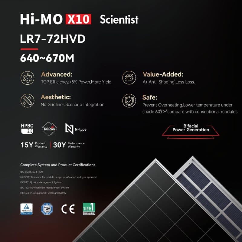 LONGi Hi-MO X10 Scientist LR7-72HVD photovoltaic module