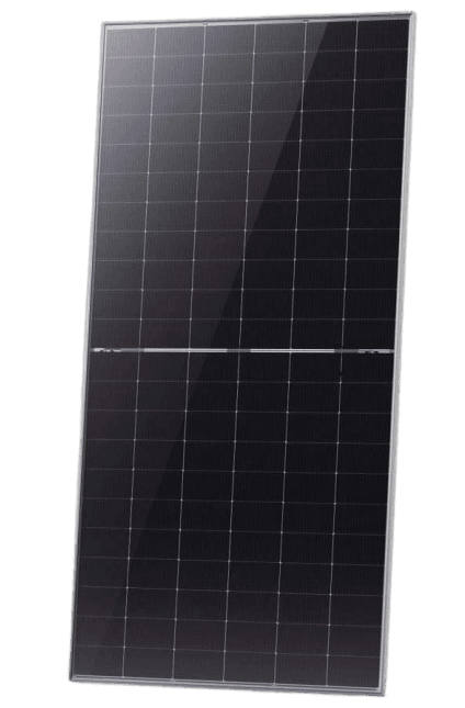 A double-glass photovoltaic module shown front-on